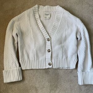 Abercrombie & Fitch Women's Textured Knit Cream Cardigan